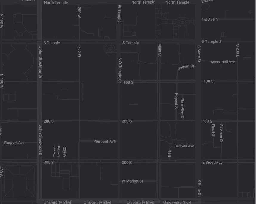 Map showing Hilton Salt Lake City Center location